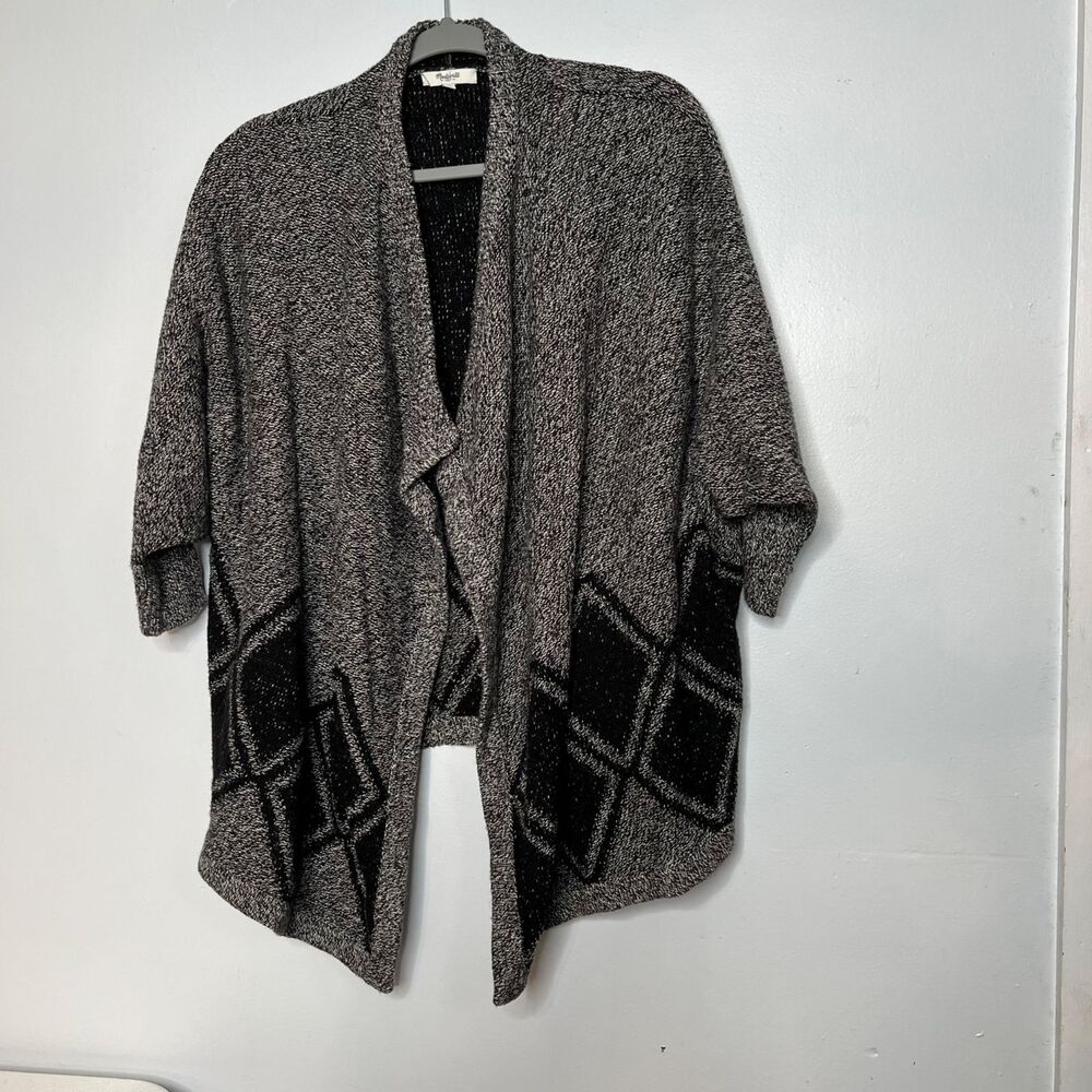 Madewell Womens Open Cardigan Sweater All Angels Diamond Sz S Grey Dolman Sleeve